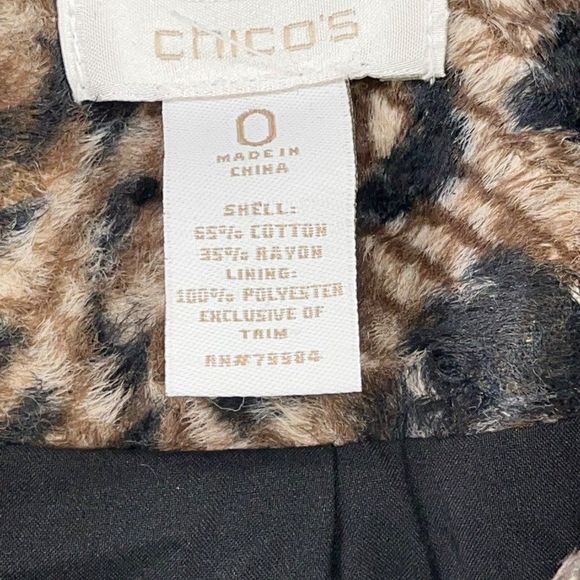 Chicos Leopard Print Hair like Zip Front Jacket Size 0 Small - Picture 6 of 6
